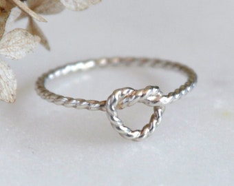 Sterling Silver Rope Knot Ring: Handmade Friendship Jewelry