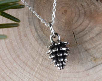 Sterling Silver Pinecone Necklace: Forest Jewelry Gift