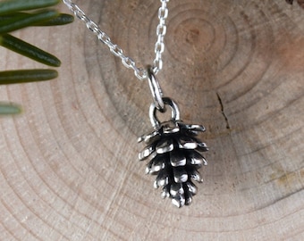 Pinecone necklace Sterling silver winter necklace Pinecone jewelry Pine cone necklace Forest jewelry Tiny pinecone jewelry Nature lover gift