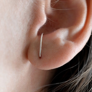 Suspender earrings Sterling silver stud Ear cuff Edgy earrings Hook earrings Ear hangers Curved stud Modern minimalist earrings Bar earrings