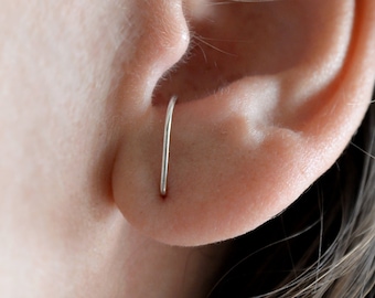 Sterling Silver Suspender Earring: Minimalist Bar Stud Ear Cuff