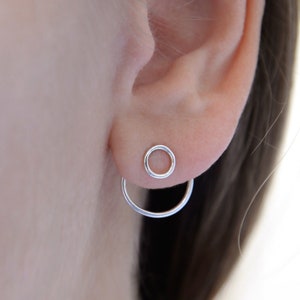 Jacket earrings Circle ear jackets Gold plated Sterling silver Ear jackets Circle earrings Open circle earrings Modern minimalist earrings