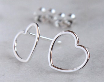 Sterling Silver Heart Stud Earrings: Minimalist Love Jewelry