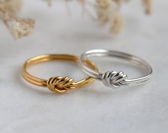 Double knot ring in Sterling silver or Gold plated sterling silver Love knot Friendship ring Promise ring Sister ring Best friends jewelry