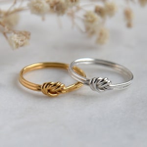 Double knot ring in Sterling silver or Gold plated sterling silver Love knot Friendship ring Promise ring Sister ring Best friends jewelry