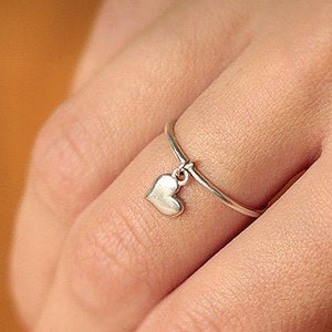 Bague breloque coeur bague amour bague coeur faite main argent sterling 925 bijoux Katstudio image 1