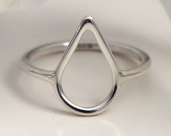 Drop ring Sterling silver drop ring Teardrop ring Water Symbol Handmade ring Raindrop ring Tear ring Rain ring Eco Jewelry by Katstudio