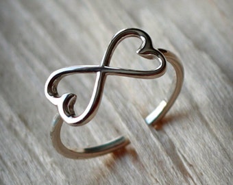 Sterling Silver Infinity Heart Ring: Handmade Promise Ring