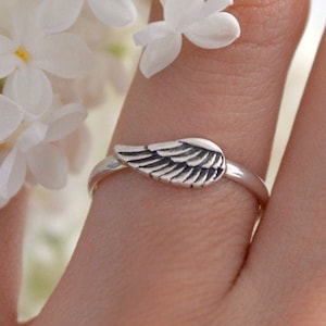 Wing ring Sterling silver Angel wing ring Recycled Silver wing ring Angel ring Guardian angel wing ring Memorial Ring Wing jewelry KatStudio