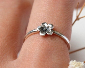 Flower Ring Sterling Silver Cherry Blossom Floral Jewelry