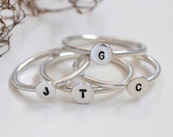 Personalized Sterling Silver Initial Ring: Stacking Jewelry