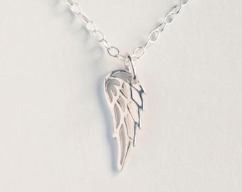 Angel wing necklace, sterling silver wing, silver wing, silver bird wing, pendant angel wing, sterling silver 925