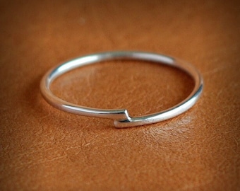 Bypass Ring - silver ring - handmade - Sterling Silver 925 - Jewelry by Katstudio