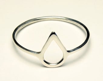 Drop Ring - Water Symbol - Handmade - Sterling Silver 925 - Jewelry by Katstudio