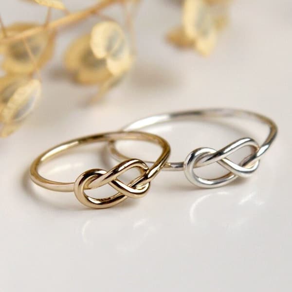 Infinity knot ring in sterling silver or gold plated sterling silver Handmade Jewelry by KatStudio