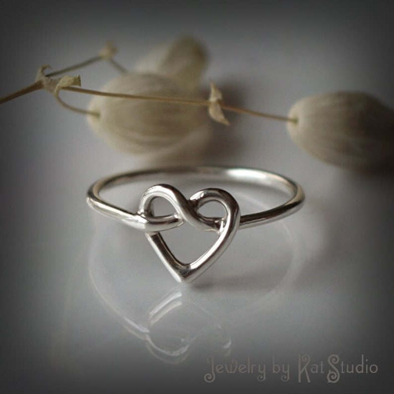 Heart knot ring Sterling Silver Love knot ring Infinity heart ring Celtic heart knot ring Love and friendship ring Jewelry by Katstudio image 1