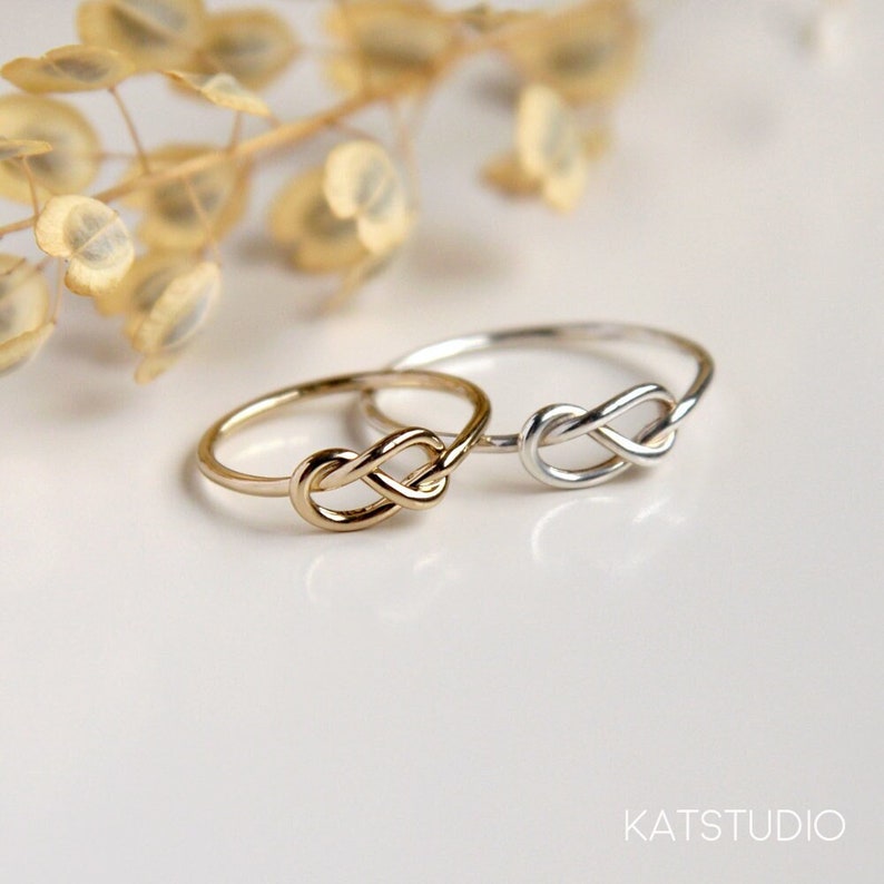 Infinity knot ring in sterling silver or gold plated sterling silver Handmade Jewelry by KatStudio image 1