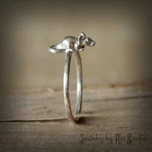 Sterling Silver Mouse Ring: Polished Animal Jewelry