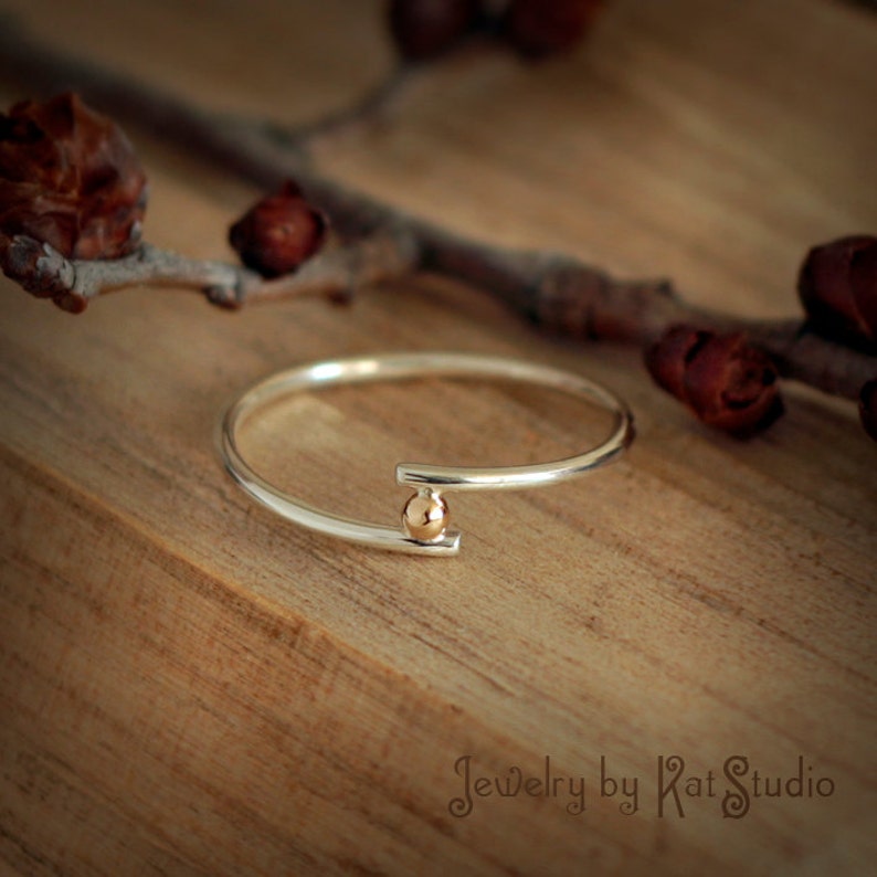 Hybrid dainty ring Recycled sterling silver ring with 14K Etsy