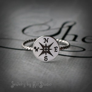 Compass ring silver compass nautical ring true north travel ring Recycled sterling silver 925 Jewelry by KatStudio image 4