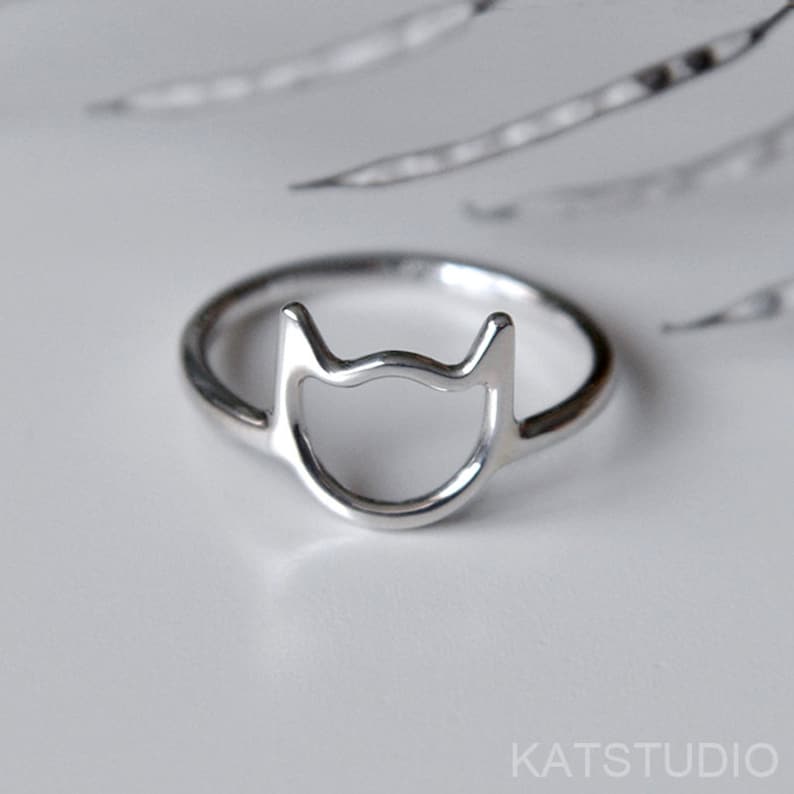 Cat Ring - handmade - Recycled Sterling Silver 925 - Bague silhouette tête de chat Sterling silver cat ring - Jewelry by Katstudio 