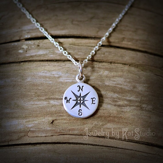 Compass Necklace Travel Necklace True North Nautical Gift