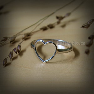Heart Ring, love ring, silver ring, open heart ring, love ring, sterling silver heart ring, Recycled Sterling Silver 925, KatStudio Jewelry image 3