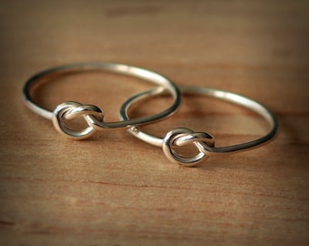 2 Friendship knot rings - Set of two best friends rings - bridesmaid ring - Recycled sterling silver 925 - Jewelry by Katstudio