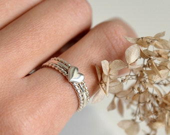 Dainty Heart Ring - Silver Heart Ring - Love Ring - Handmade