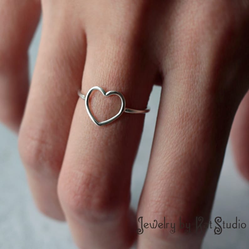 Heart Ring, love ring, silver ring, open heart ring, love ring, sterling silver heart ring, Recycled Sterling Silver 925, KatStudio Jewelry image 4