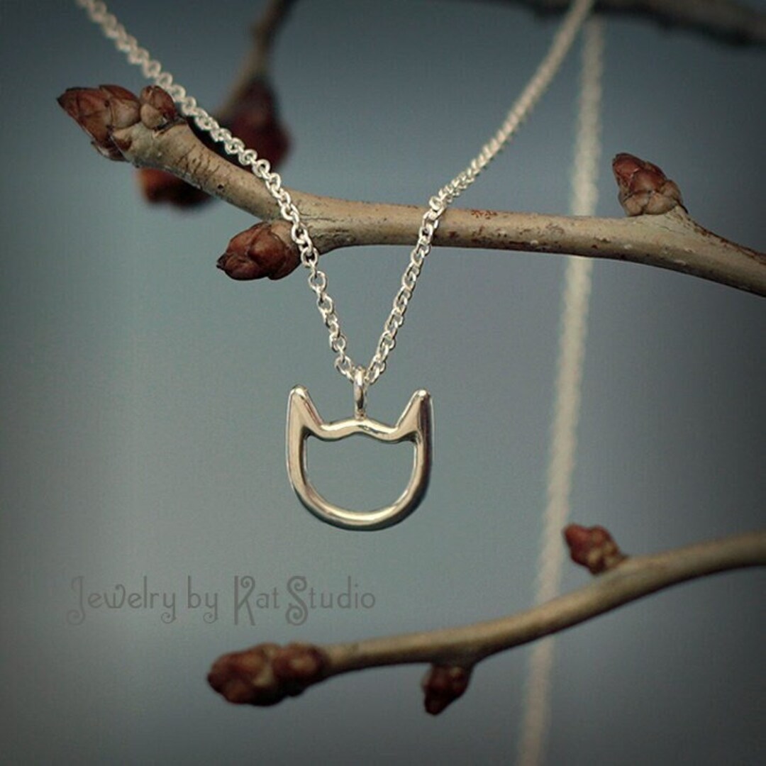 その他 SooyaStudio Cat Ban Pendant 925 Silver Cat Necklace, Sterling Silver 925, Pendant Kitty, Cat Face