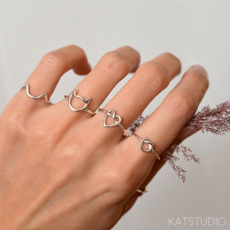 2 Friendship knot rings Set of two best friends rings bridesmaid ring Recycled sterling silver 925 Jewelry by Katstudio image 8