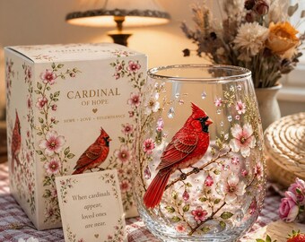 Red Bird Creative Glass Teacup, Rustic Style Glass Cup, Gift for Bird Lovers