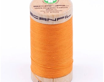 Scanfil 30 weight Organic Cotton Sewing Thread, Color: Blazing Orange 4804, 300 yard spool, GOTS certified, 100% Organic Cotton