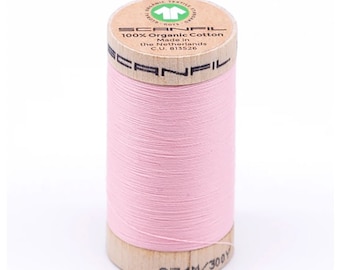 Scanfil 30 weight Organic Cotton Sewing Thread, Color: Cristal Rose 4861, 300 yard spool, GOTS certified, 100% Organic Cotton