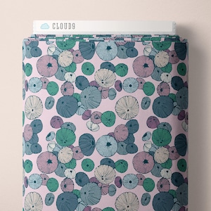 Cloud 9 Organic Cotton Fabric, Sea Urchin in Light Pink from the Seashell Serenade Collection by Jayme Murray, Quilters Weight