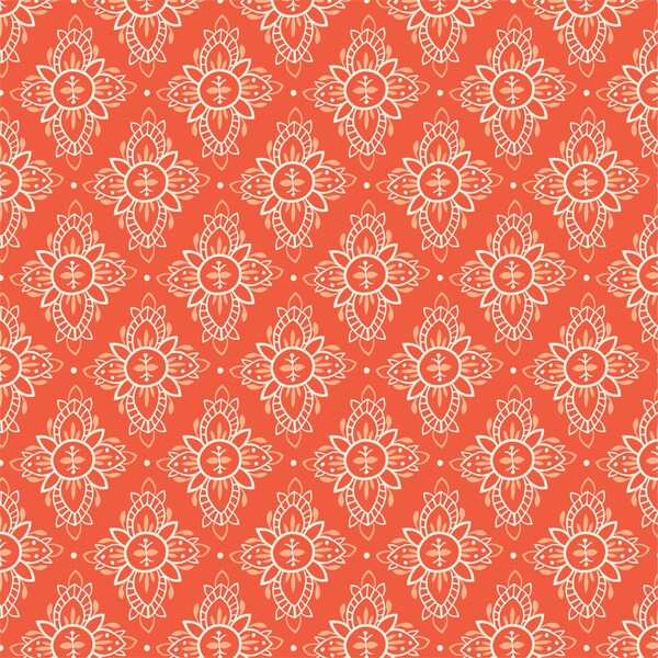 Organic Floral Fabric, Cloud 9 Organic Cotton, Flora Fancy, Bohemian Garden Collection, Quilters Weight, Red Floral Fabric