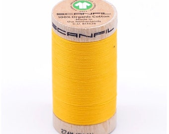 Scanfil 30 weight Organic Cotton Sewing Thread, Color: Banana 4847, 300 yard spool, GOTS certified, 100% Organic Cotton