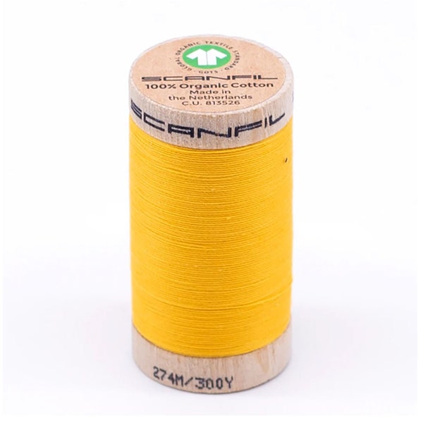 Scanfil 30 weight Organic Cotton Sewing Thread, Color: Banana 4847, 300 yard spool, GOTS certified, 100% Organic Cotton