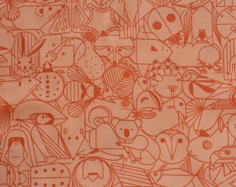 Orange Organic Cotton Fabric, Pumpkin Poplin from the Charley Harper End Papers Basics Collection by Birch Fabrics