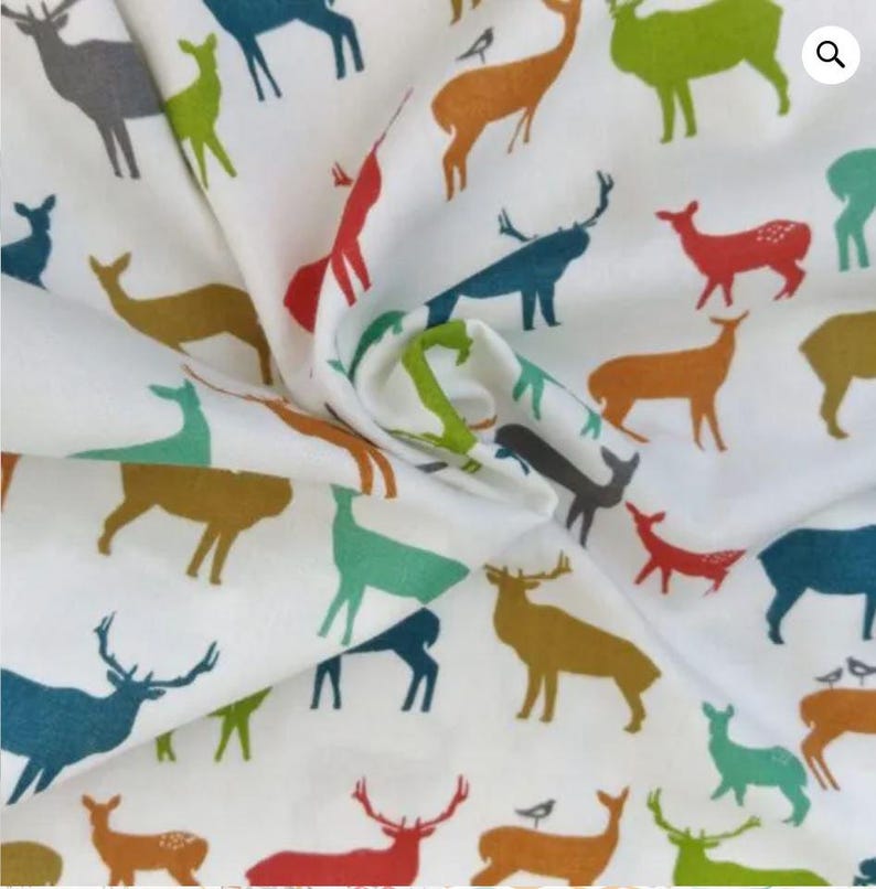 Elk Fabric, Birch Organic DOUBLE GAUZE, Elk Fam Multi, Animal Fabric, Multi Colored Fabric image 2