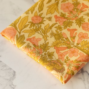 EOB 1 Yard + 7”, Nature Fabric, Birch Organic Cotton Fabric, Peonies Dew Poplin from The Bountiful Collection by Mustard Beetle