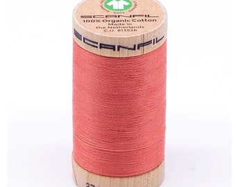 Scanfil 30 weight Organic Cotton Sewing Thread, Color: Burnt Coral 4807, 300 yard spool, GOTS certified, 100% Organic Cotton