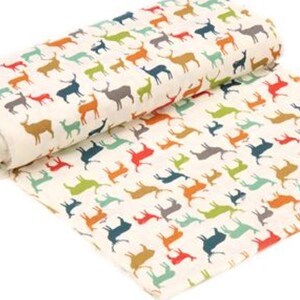Elk Fabric, Birch Organic DOUBLE GAUZE, Elk Fam Multi, Animal Fabric, Multi Colored Fabric image 3