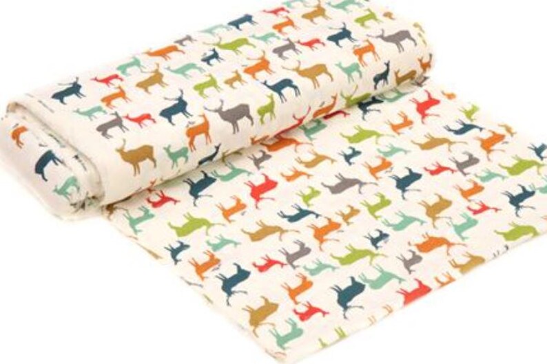 Elk Fabric, Birch Organic DOUBLE GAUZE, Elk Fam Multi, Animal Fabric, Multi Colored Fabric image 3