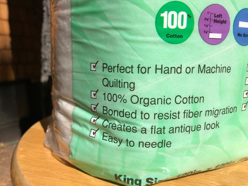 100 Organic Cotton Batting// King Size// 120x Etsy