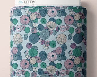 Cloud 9 Organic Cotton Fabric, Light Blue Sea Urchin, Seashell Serenade Quilting Cotton