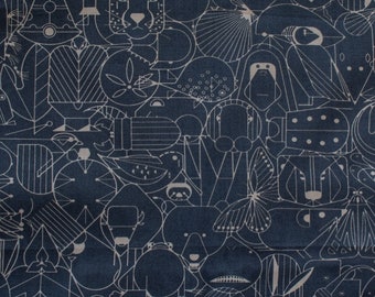 Black Organic Cotton Fabric, Cast Iron Poplin from the Charley Harper End Papers Basics Collection by Birch Fabrics