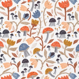 Organic Cotton Fabric, Cloud 9 Organic Cotton, Flora Smiles from the Idea Garden Collection by Meenal Patel, Quilters Weight