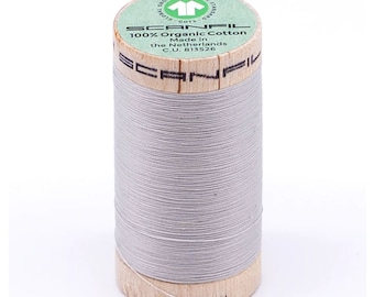 Scanfil 50 weight Organic Cotton Sewing Thread, Color: Silver Cloud 4856, 500 yard spool, GOTS certified, 100% Organic Cotton
